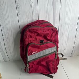 Vintage 90s LL Bean Reflective Red Backpack Daypack Book Bag